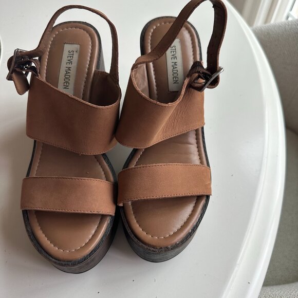 Steve Madden Sandal Brown Rylee 8.5M Used - Picture 2 of 6